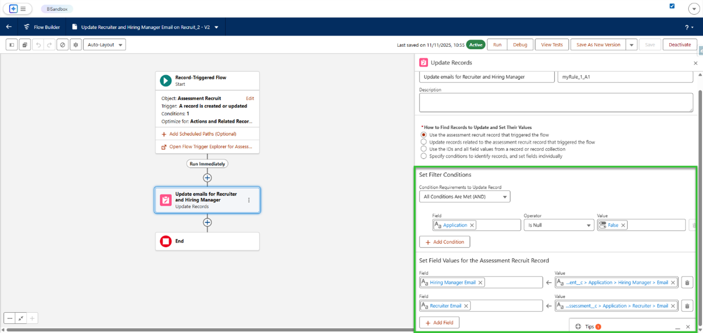 Field values to change for Flows